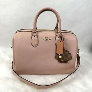 Coach Rowan Large Satchel Bag With Shell Charm CBH76 In Leather/ Cream/Tan NWT